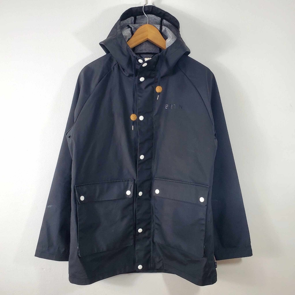 Burton Large Outdoor Black PVC Rain  Hooded Coat